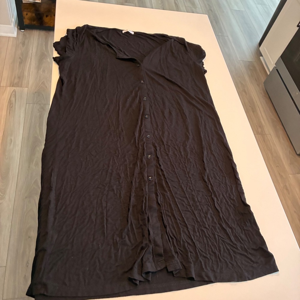 Amazon Labor and‎ Delivery Nursing Black V Neck Button Down Gown Plus Size XXL